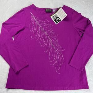 Bob Mackie Vintage Wearable Art Women’s Size Large purple Shirt Studded NWT